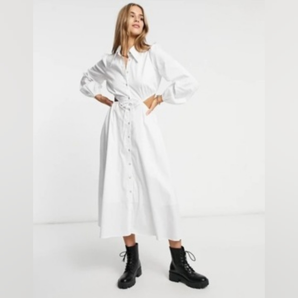 ASOS Fashion Union Cutout Midi Shirt Dress